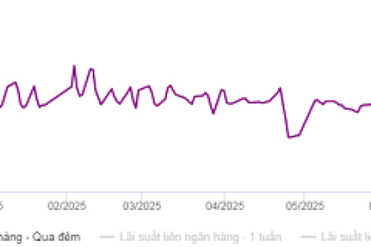 Diễn biến lãi suất liên ngân hàng kỳ hạn qua đêm trong hơn 1 năm qua. Đvt: %/năm